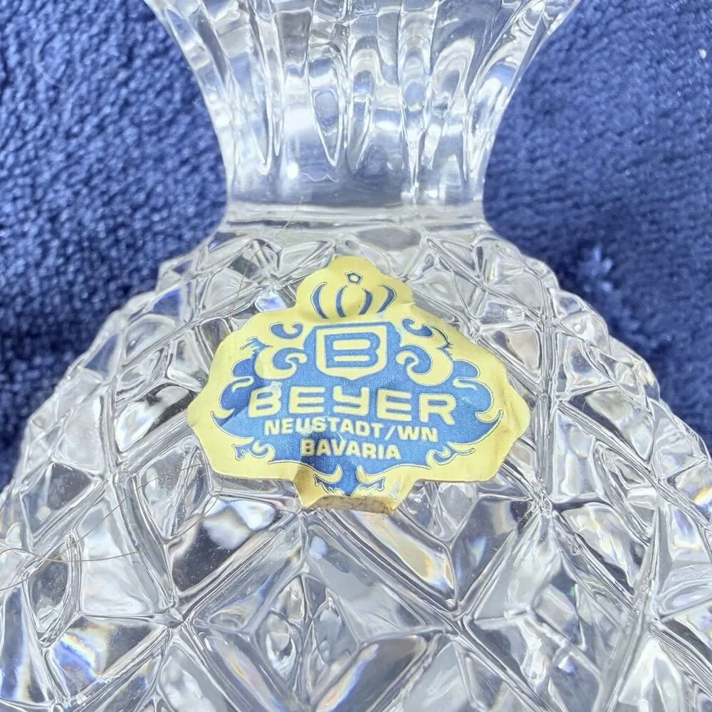 Vintage Pair Beyer Bavaria Lead Crystal Pineapples Paperweights Bookends Germany